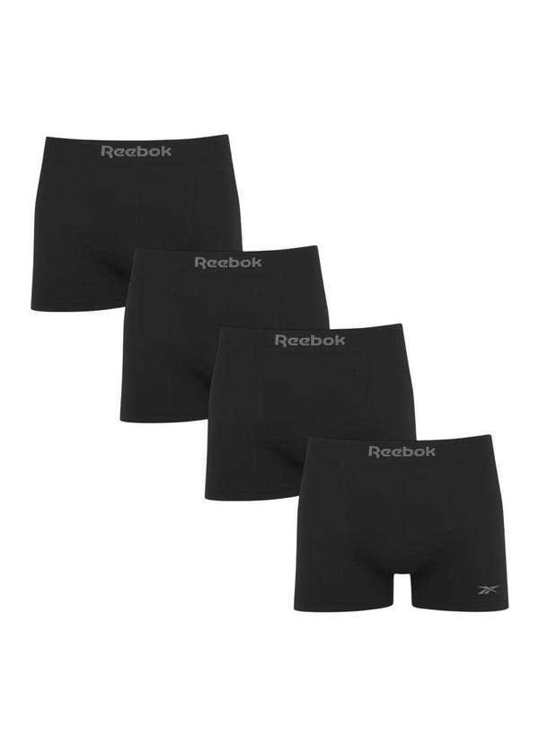 Reebok - Kit 4 Cuecas Boxer Reebok sem Costura Masculina Preto
