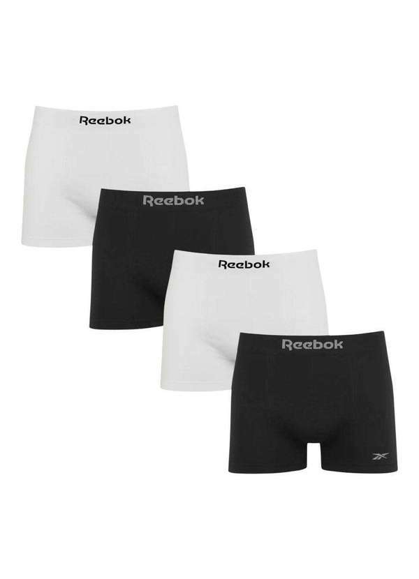 Reebok - Kit 4 Cuecas Boxer Reebok sem Costura Masculina Branco