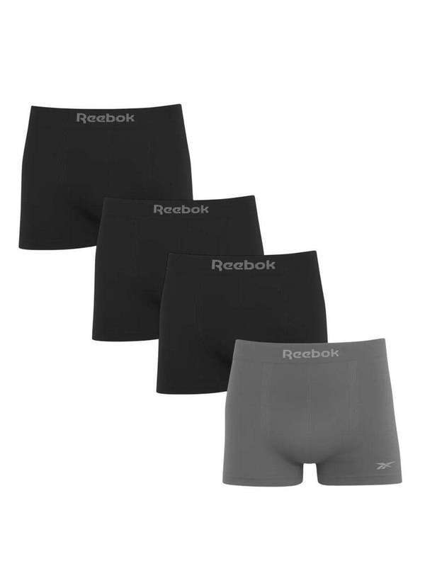 Reebok - Kit 4 Cuecas Boxer Reebok sem Costura Masculina Preto