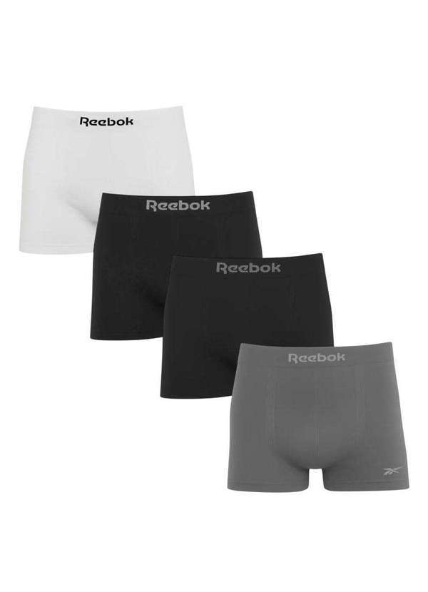 Reebok - Kit 4 Cuecas Boxer Reebok sem Costura Masculina Branco