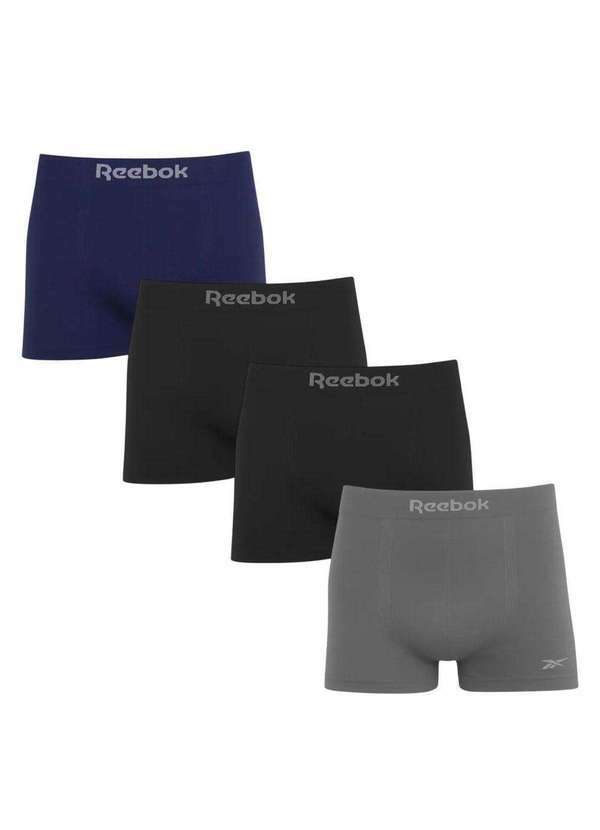 Reebok - Kit 4 Cuecas Boxer Reebok sem Costura Masculina Azul