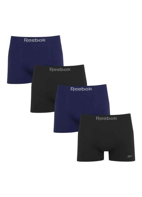 Reebok - Kit 4 Cuecas Boxer Reebok sem Costura Masculina Azul