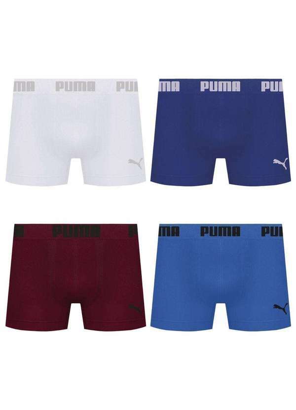 Puma - Kit 4 Cuecas Puma Boxer sem Costura Masculina Azul