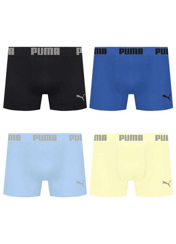 Puma - Kit 4 Cuecas Puma Boxer sem Costura Masculina Azul