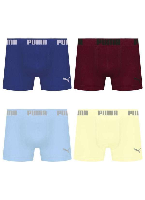 Puma - Kit 4 Cuecas Puma Boxer sem Costura Masculina Azul