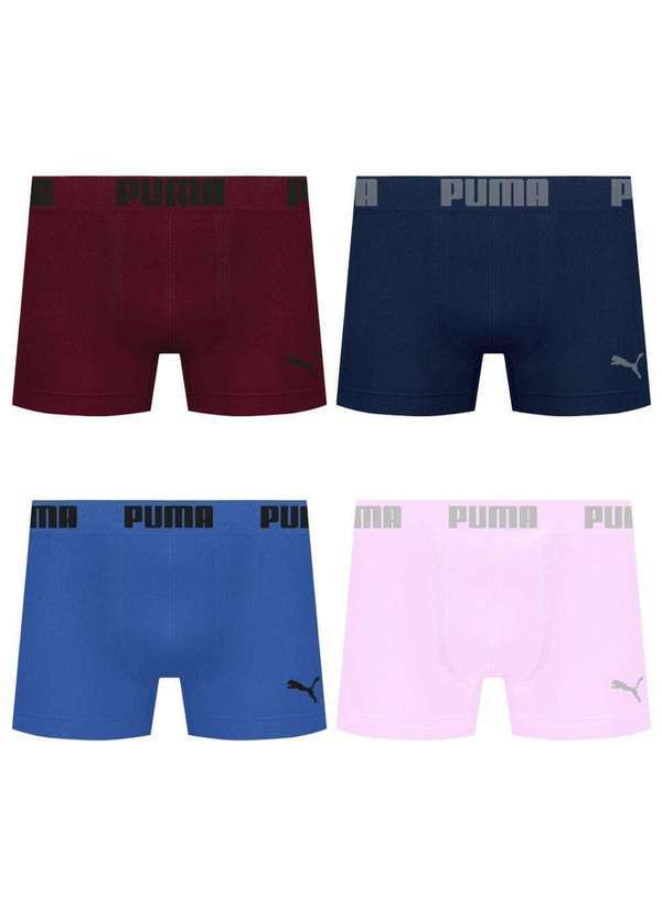 Puma - Kit 4 Cuecas Puma Boxer sem Costura Masculina Rosa