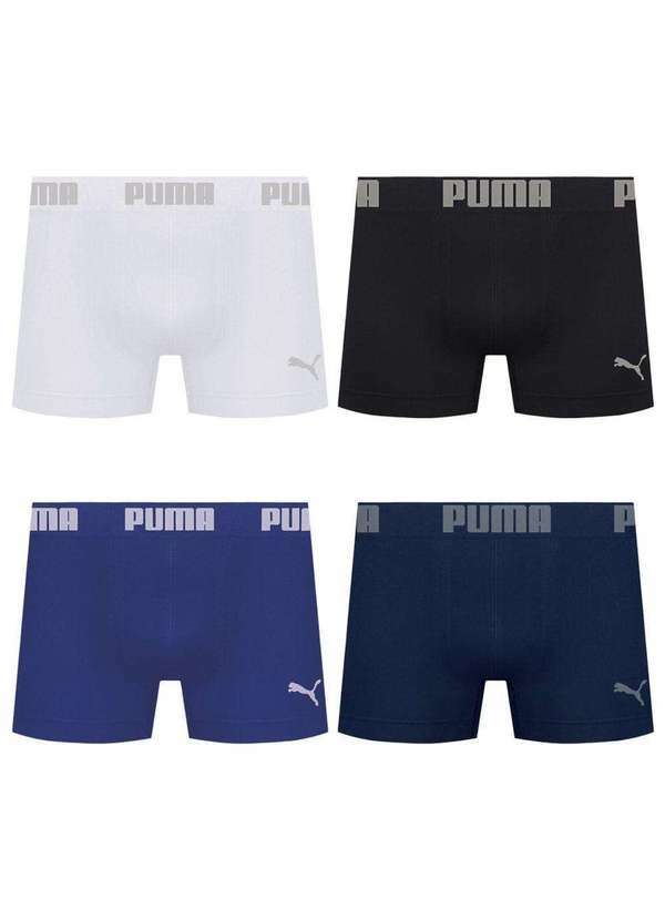 Puma - Kit 4 Cuecas Puma Boxer sem Costura Masculina Multicores