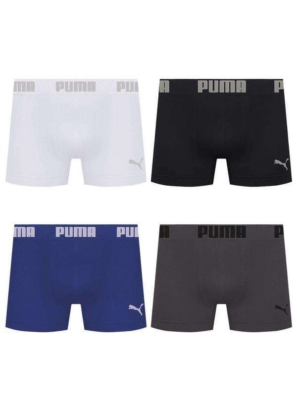 Puma - Kit 4 Cuecas Puma Boxer sem Costura Masculina Multicores