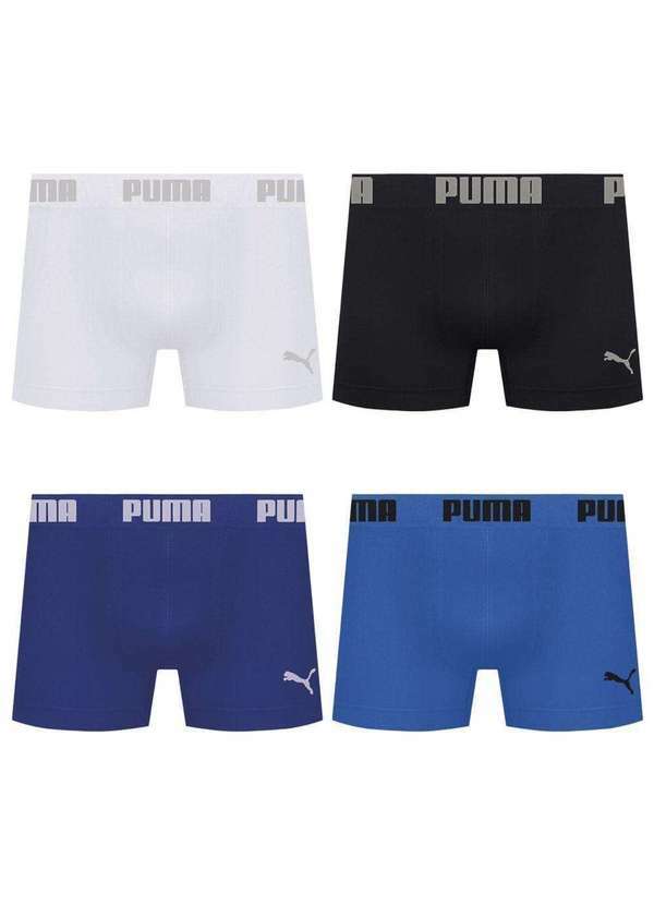 Puma - Kit 4 Cuecas Puma Boxer sem Costura Masculina Multicores