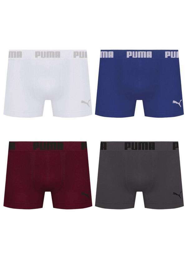 Puma - Kit 4 Cuecas Puma Boxer sem Costura Masculina Multicores