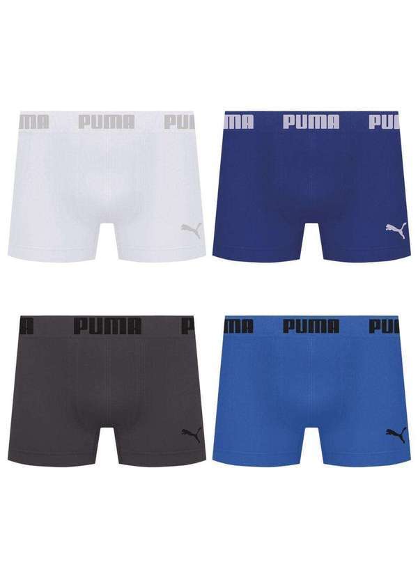 Puma - Kit 4 Cuecas Puma Boxer sem Costura Masculina Multicores