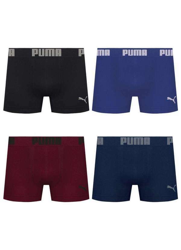 Puma - Kit 4 Cuecas Puma Boxer sem Costura Masculina Multicores