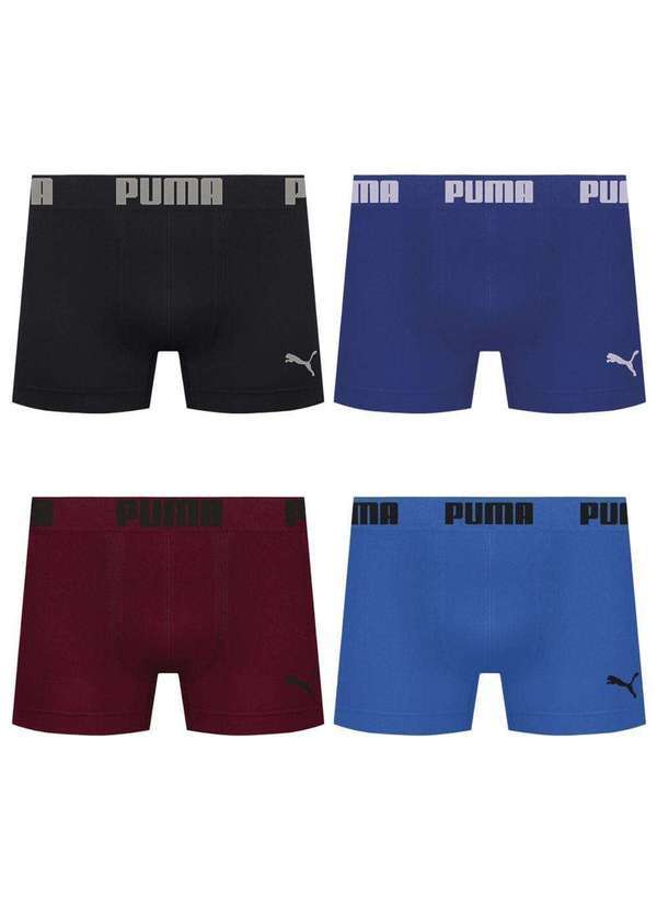 Puma - Kit 4 Cuecas Puma Boxer sem Costura Masculina Multicores