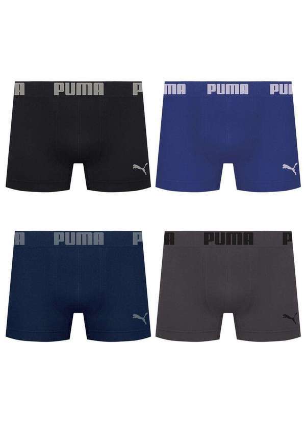 Puma - Kit 4 Cuecas Puma Boxer sem Costura Masculina Multicores