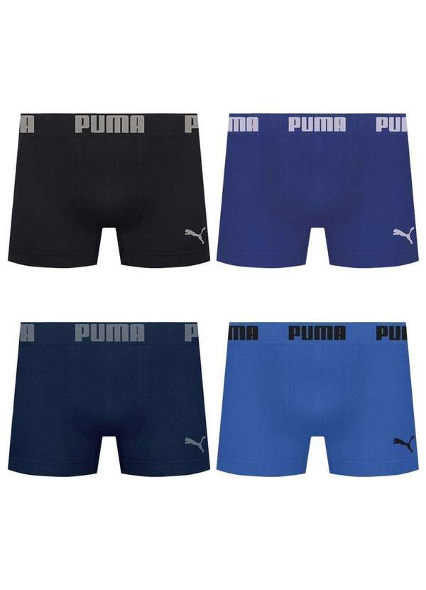 Puma - Kit 4 Cuecas Puma Boxer sem Costura Masculina Multicores
