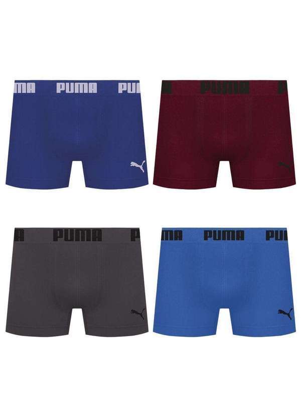 Puma - Kit 4 Cuecas Puma Boxer sem Costura Masculina Multicores