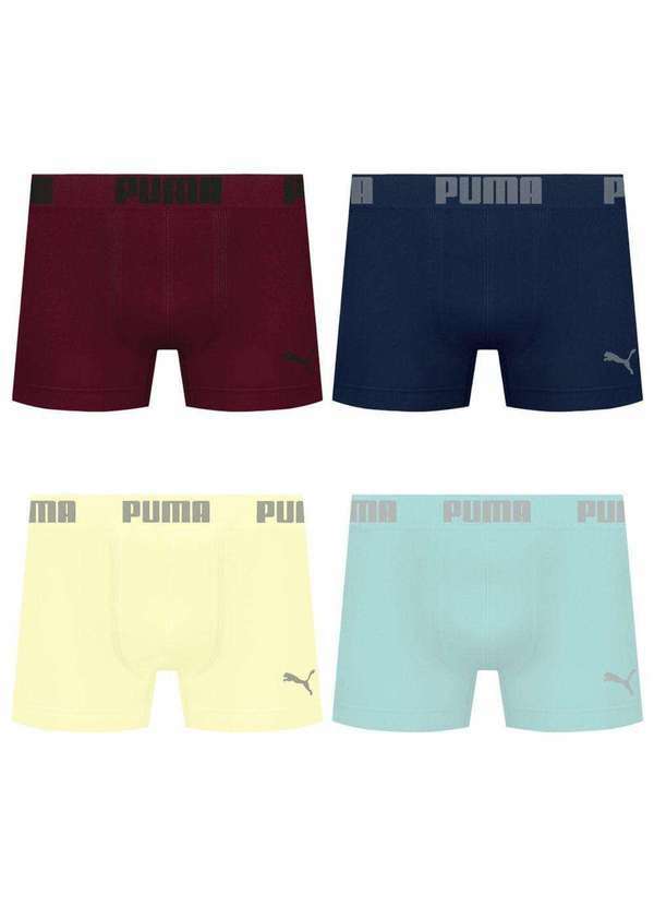 Puma - Kit 4 Cuecas Puma Boxer sem Costura Masculina Multicores