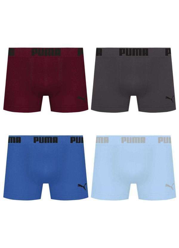 Puma - Kit 4 Cuecas Puma Boxer sem Costura Masculina Multicores