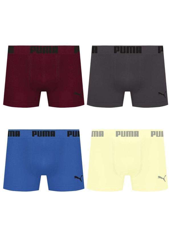 Puma - Kit 4 Cuecas Puma Boxer sem Costura Masculina Multicores