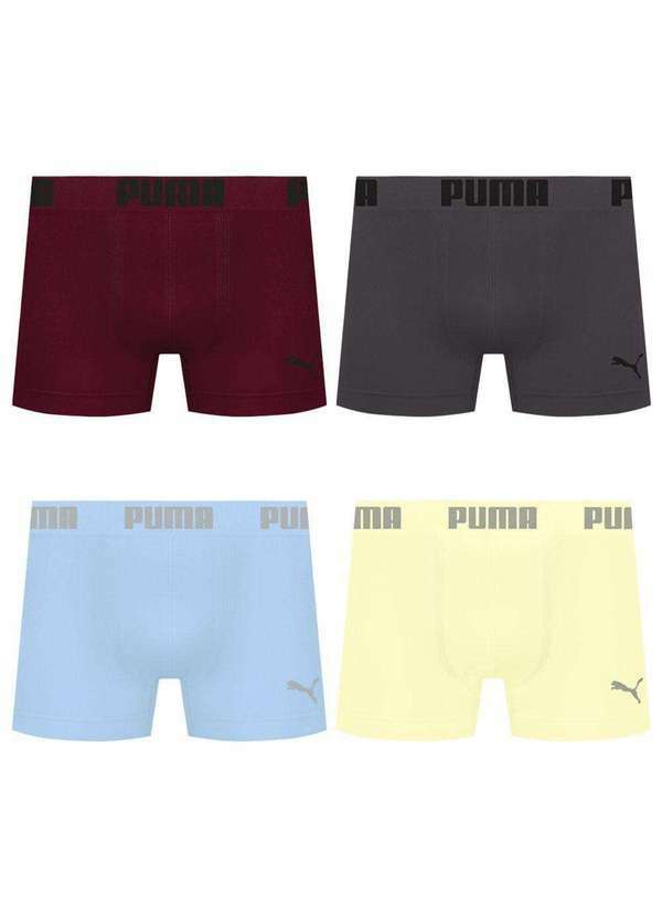 Puma - Kit 4 Cuecas Puma Boxer sem Costura Masculina Multicores