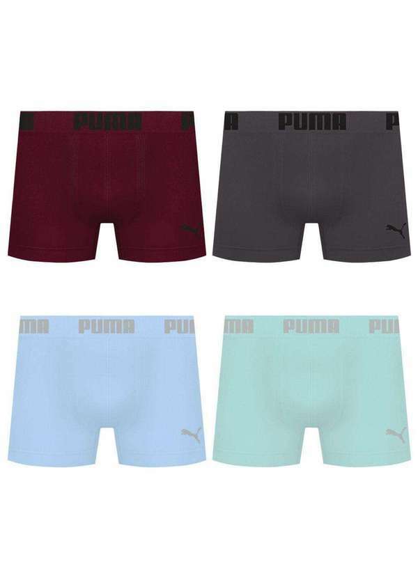 Puma - Kit 4 Cuecas Puma Boxer sem Costura Masculina Multicores