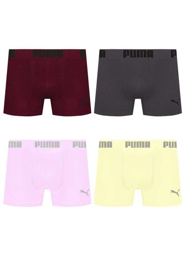 Puma - Kit 4 Cuecas Puma Boxer sem Costura Masculina Multicores