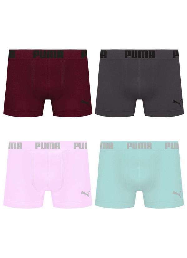 Puma - Kit 4 Cuecas Puma Boxer sem Costura Masculina Multicores