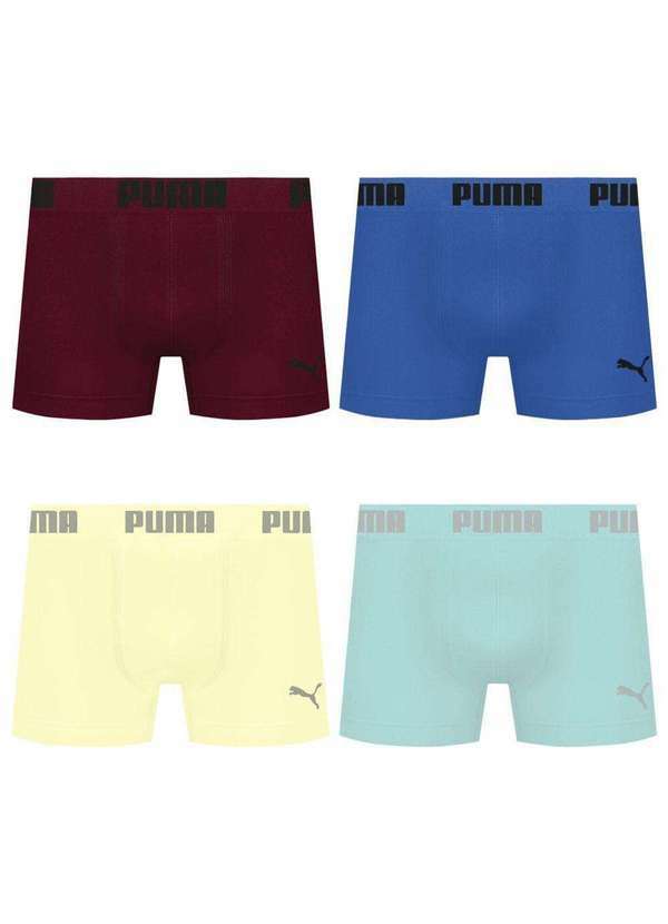 Puma - Kit 4 Cuecas Puma Boxer sem Costura Masculina Multicores