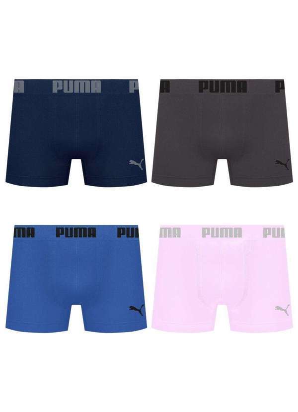 Puma - Kit 4 Cuecas Puma Boxer sem Costura Masculina Multicores