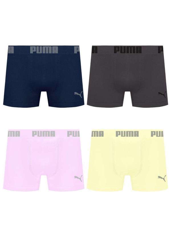 Puma - Kit 4 Cuecas Puma Boxer sem Costura Masculina Multicores
