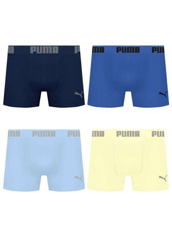 Puma - Kit 4 Cuecas Puma Boxer sem Costura Masculina Multicores