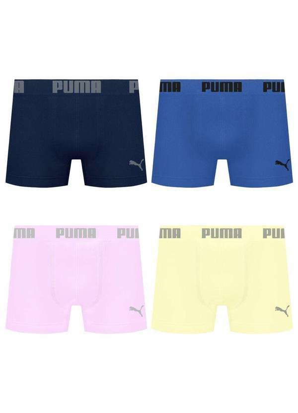 Puma - Kit 4 Cuecas Puma Boxer sem Costura Masculina Multicores