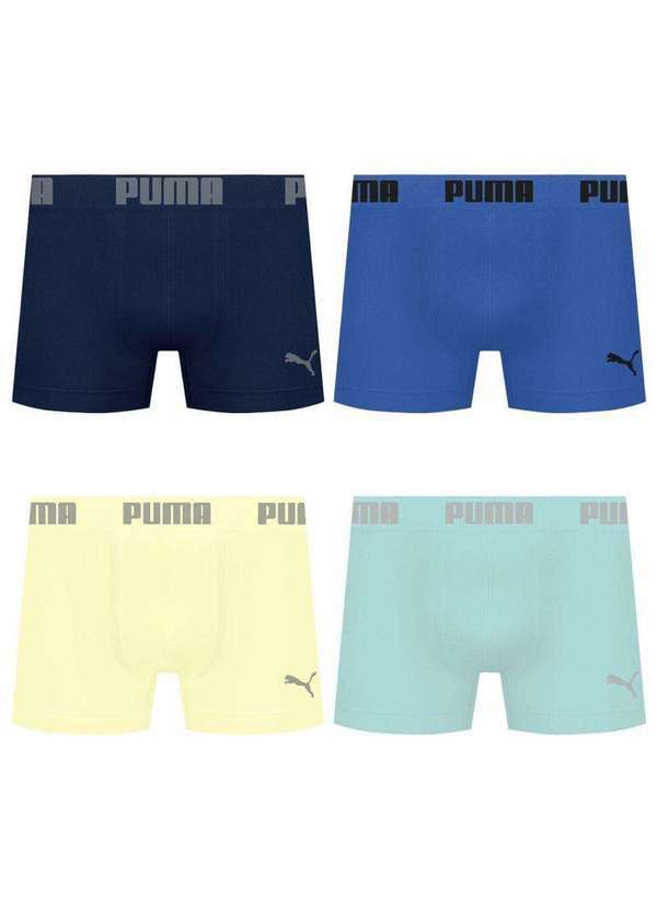 Puma - Kit 4 Cuecas Puma Boxer sem Costura Masculina Multicores