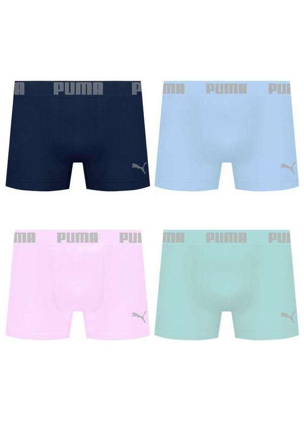 Puma - Kit 4 Cuecas Puma Boxer sem Costura Masculina Multicores