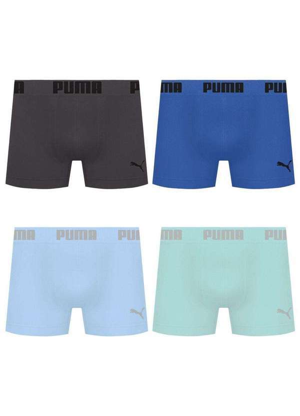 Puma - Kit 4 Cuecas Puma Boxer sem Costura Masculina Multicores