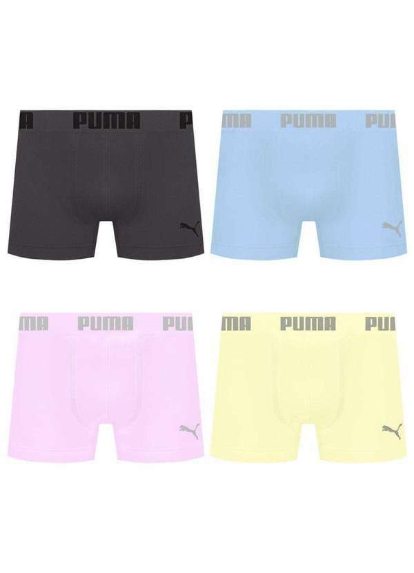 Puma - Kit 4 Cuecas Puma Boxer sem Costura Masculina Multicores