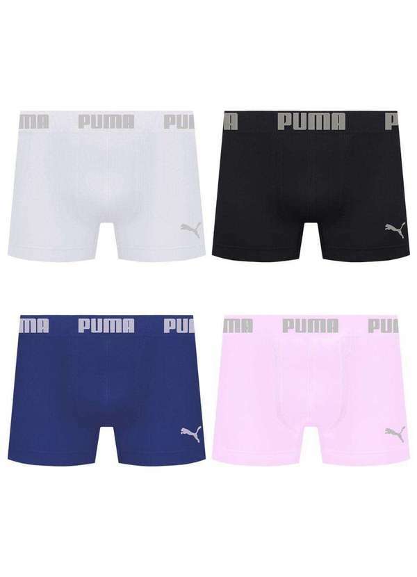 Puma - Kit 4 Cuecas Puma Boxer sem Costura Masculina Multicores