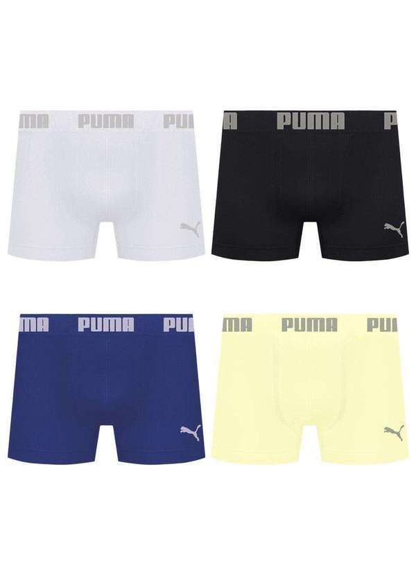 Puma - Kit 4 Cuecas Puma Boxer sem Costura Masculina Multicores