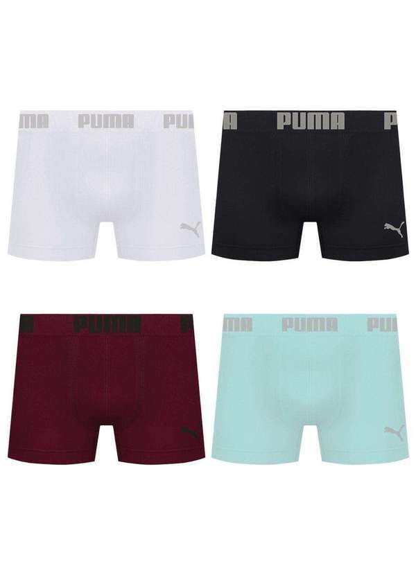Puma - Kit 4 Cuecas Puma Boxer sem Costura Masculina Multicores