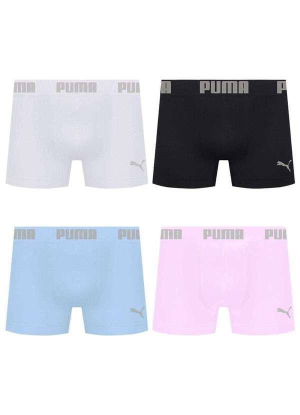 Puma - Kit 4 Cuecas Puma Boxer sem Costura Masculina Multicores