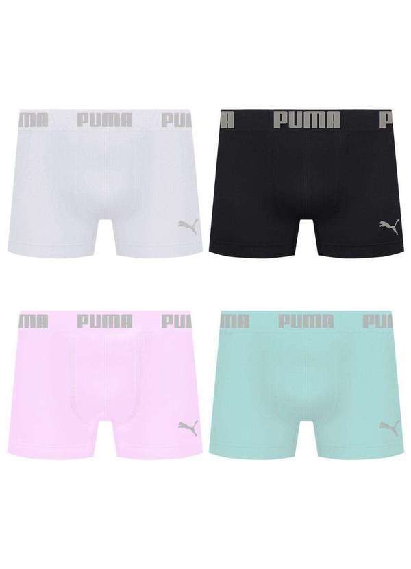 Puma - Kit 4 Cuecas Puma Boxer sem Costura Masculina Multicores