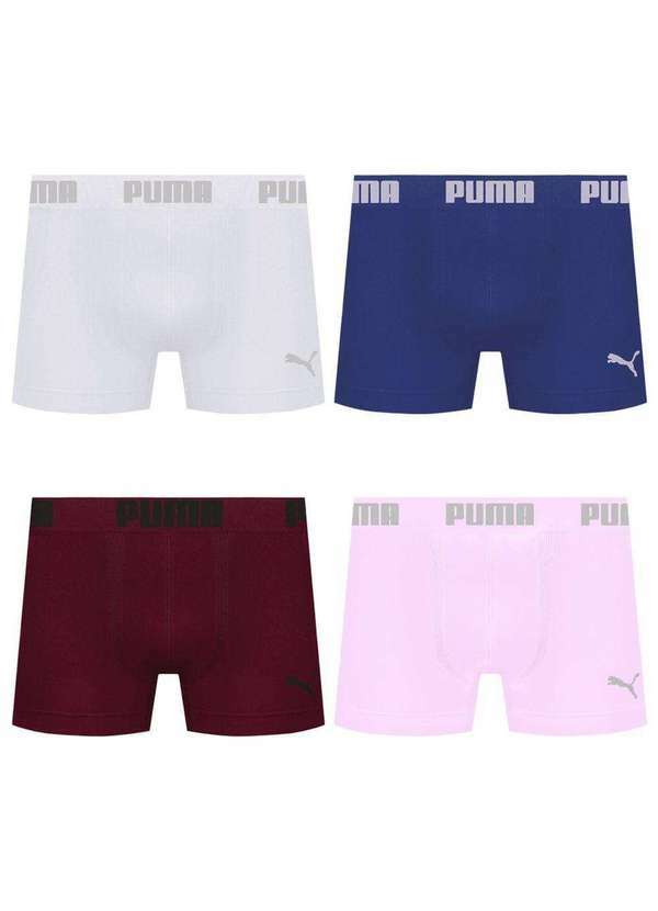 Puma - Kit 4 Cuecas Puma Boxer sem Costura Masculina Multicores