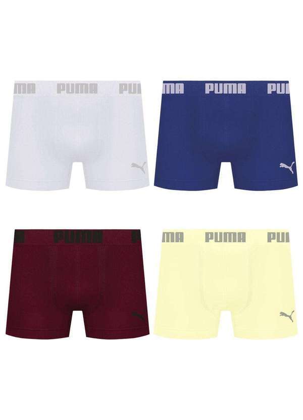 Puma - Kit 4 Cuecas Puma Boxer sem Costura Masculina Multicores