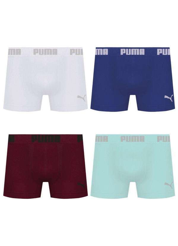 Puma - Kit 4 Cuecas Puma Boxer sem Costura Masculina Multicores