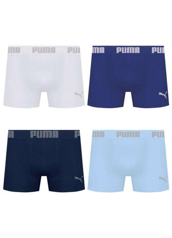 Puma - Kit 4 Cuecas Puma Boxer sem Costura Masculina Multicores