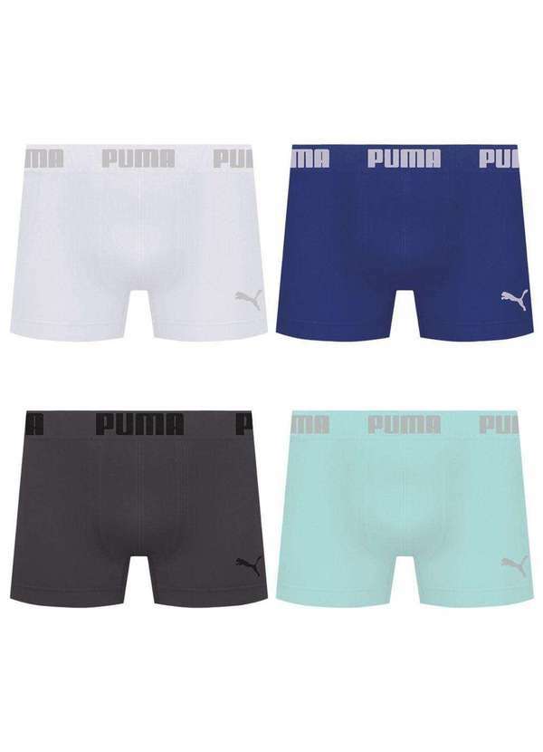Puma - Kit 4 Cuecas Puma Boxer sem Costura Masculina Multicores