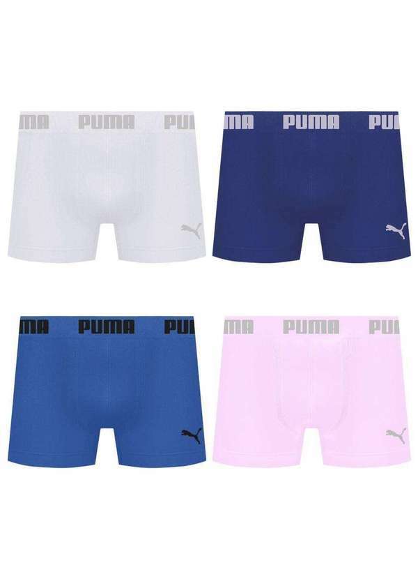 Puma - Kit 4 Cuecas Puma Boxer sem Costura Masculina Multicores