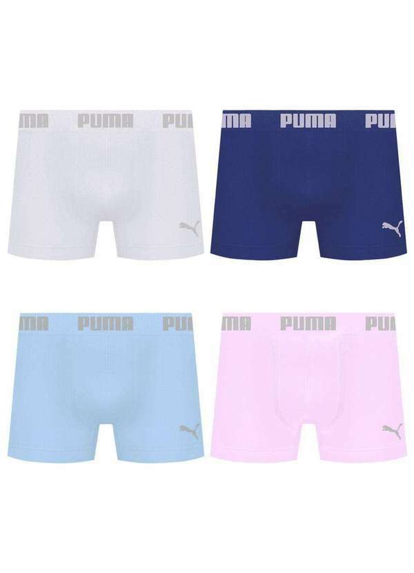 Puma - Kit 4 Cuecas Puma Boxer sem Costura Masculina Multicores