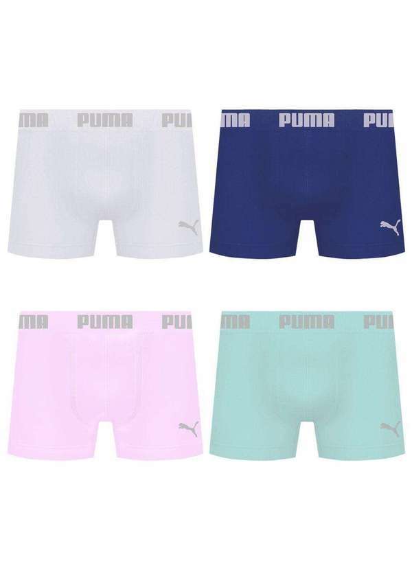 Puma - Kit 4 Cuecas Puma Boxer sem Costura Masculina Multicores
