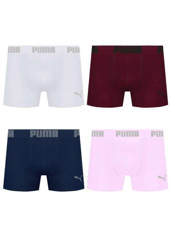 Puma - Kit 4 Cuecas Puma Boxer sem Costura Masculina Multicores